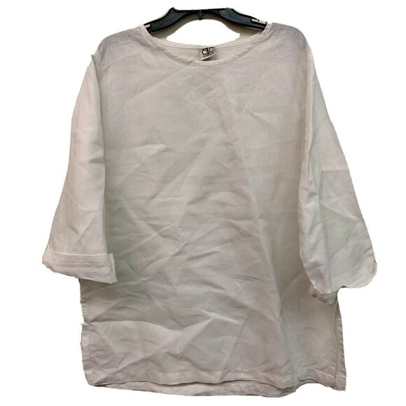 VTG Vintage CTC Linens Womens White Oversized Tunic Top Blouse - Picture 1 of 4